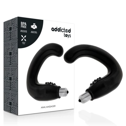 Addicted Toys masażer analny czarny TPR z wibracją ergonomiczny