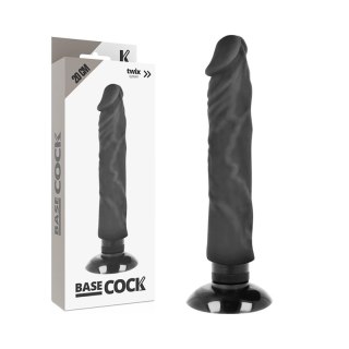 BASECOCK Wibrator Czarny 2w1 Anatomiczny 20 cm TPE z Przyssawką