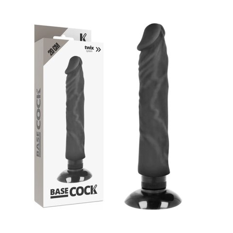 BASECOCK Wibrator Czarny 2w1 Anatomiczny 20 cm TPE z Przyssawką