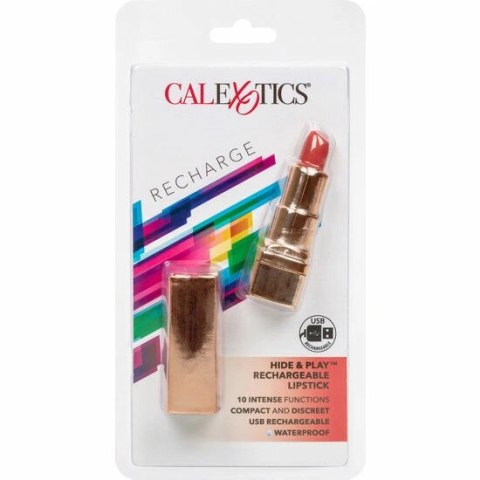 CalExotics Hide & Play Ładowana Szminka Czerwona - Mini Masażer USB 7,5 cm