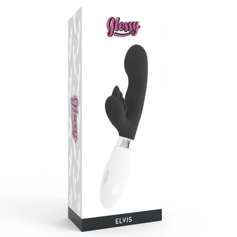 Glossy Elvi Czarny - Silikonowy masażer krolik 10 trybow, 12 cm