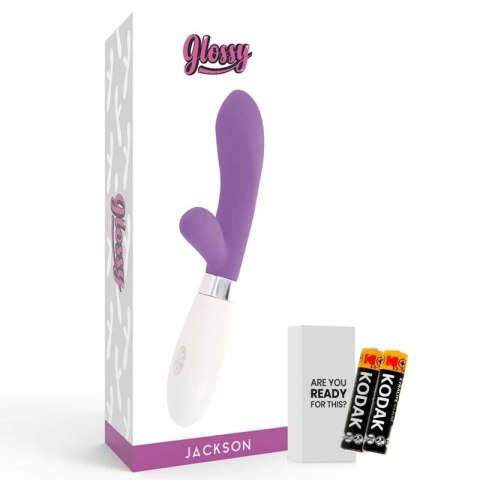 Glossy Jackson Violet - silikonowy masażer krolik, 10 trybow, 12 cm