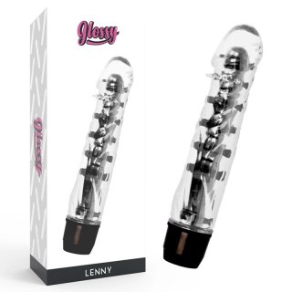 Glossy Lenny Czarny - Wibrujący model intymny z TPE, 14 cm