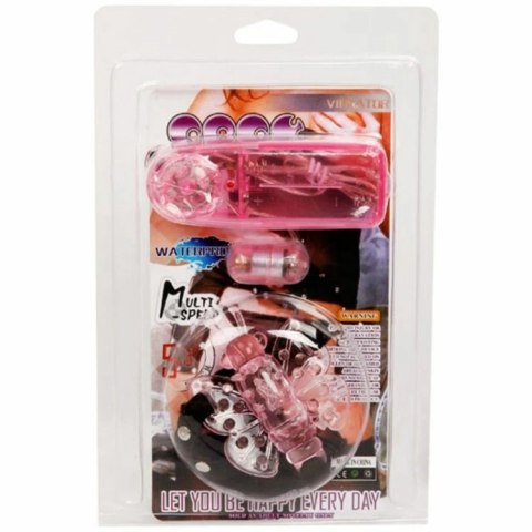 Baile Uprząż Intymna z Wibrującym Motylem, Rożowa, Regulowana, Wieloprędkościowa
