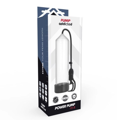 Pump Addicted RX5 Transparent - Pompka prożniowa, 23 cm, ABS+Silikon