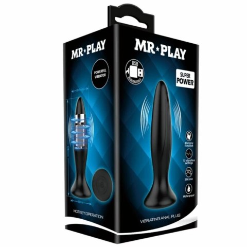 Mr. Play Wibrator Analny 12 Trybow USB Silikon Wodoodporny Czarny