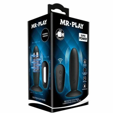 Mr. Play Wibrujący Korek Intymny 12 Trybow Czarny Pilot USB Silikon