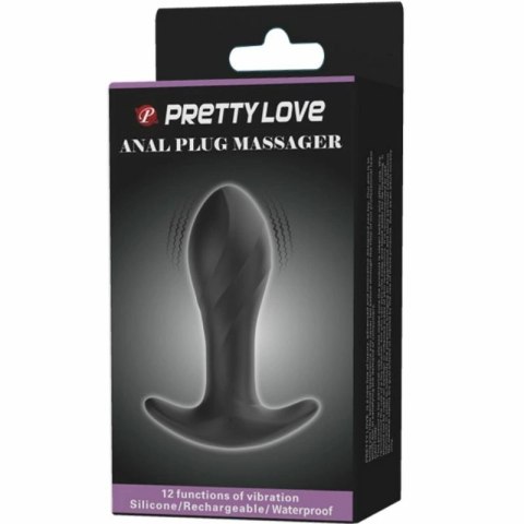 Pretty Love Anal Plug Czarny Silikonowy 12 Trybow Wibracji USB