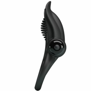 Pretty Love BI-210203 Podwojny pierścień wibrujący z silikonowym stymulatorem, czarny