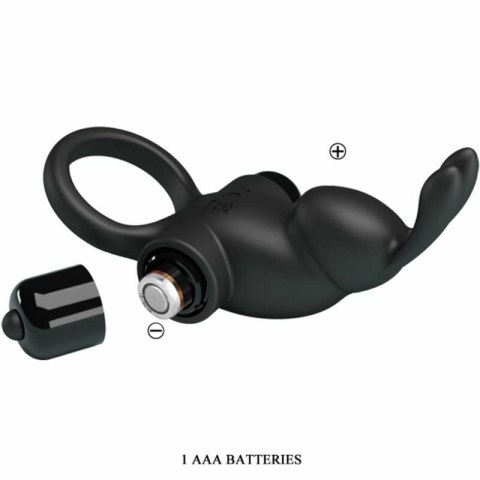 Pretty Love BI-210204 czarny pierścień wibrujący z funkcją kroliczka