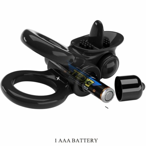 Pretty Love BI-210239 podwojny pierścień wibrujący czarny TPR 10 trybow