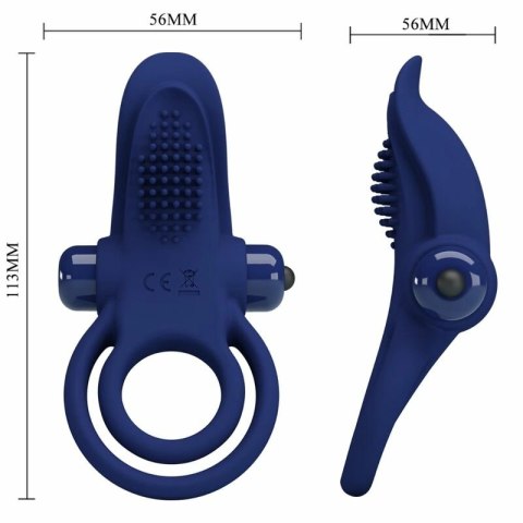 Pretty Love Bronson - podwojny pierścień wibrujący, niebieski, 10 trybow