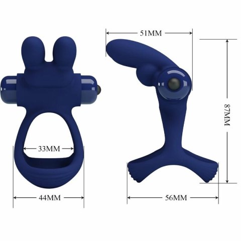 Pretty Love Francisco podwojny pierścień wibracyjny krolik niebieski silikon