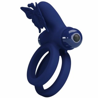 Pretty Love Jamele podwojny pierścień wibrujący z motywem motyla niebieski