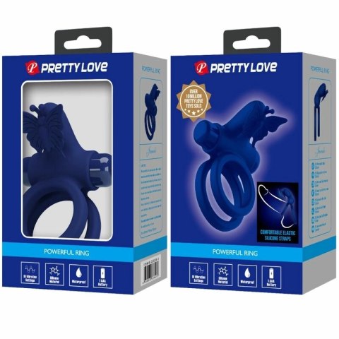 Pretty Love Jamele podwojny pierścień wibrujący z motywem motyla niebieski