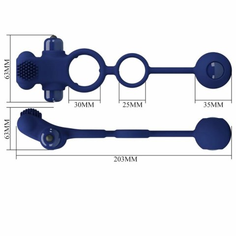 Pretty Love Remington - podwojny pierścień wibracyjny z niebieską wtyczką, silikonowy