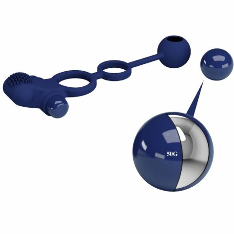 Pretty Love Remington - podwojny pierścień wibracyjny z niebieską wtyczką, silikonowy