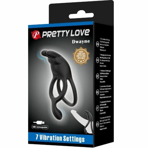 Pretty Love Seth czarny podwojny pierścień wibrujący 7 trybow silikonowy
