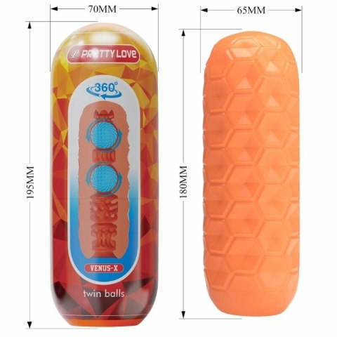 Pretty Love Twin Balls - Pomarańczowa maszyna intymna z podwojnym systemem kulkowym