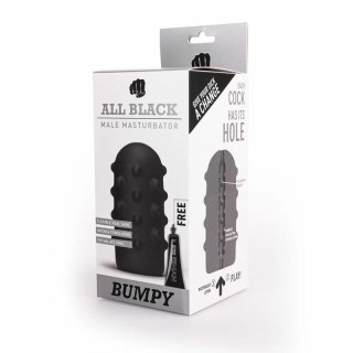 All Black Bumpy - model intymny z teksturą wypustek, 17 cm