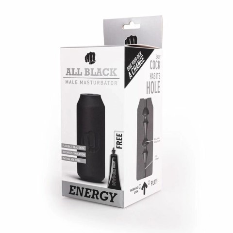 All Black Energy - model intymny w formie puszki, 17 cm, czarny