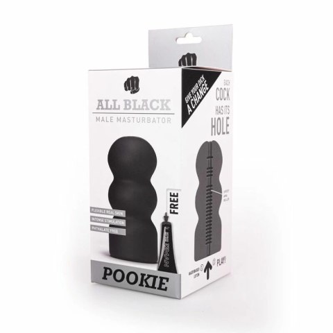 All Black Pookie - anatomiczna maszyna intymna 17 cm, czarna