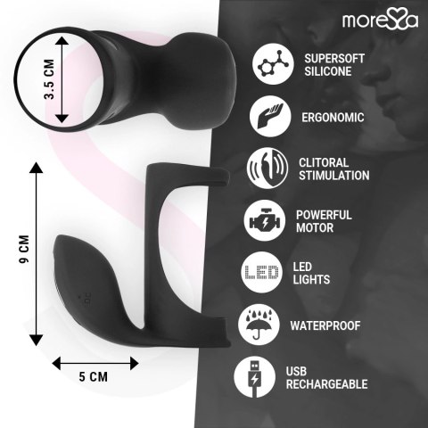 Moressa Brandon - Wibrujący pierścień intymny z ergonomiczną osłoną, czarny