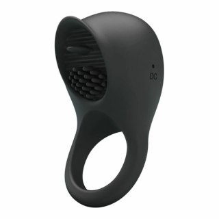Pretty Love Licking Ring - silikonowy pierścień wibrujący USB czarny