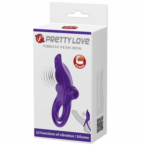 Pretty Love VibraRing fioletowy silikonowy pierścień stymulujący 10 trybow