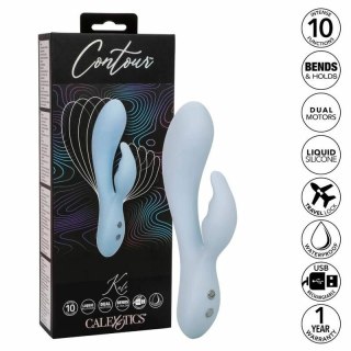 CalExotics Contour Kali Blue - Elastyczny masażer podwojny, 10 trybow