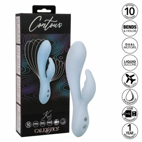 CalExotics Contour Kali Blue - Elastyczny masażer podwojny, 10 trybow