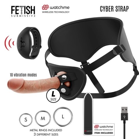 Fetish Submissive Cyber Strap L - Uprząż z pilotem WatchMe, silikon