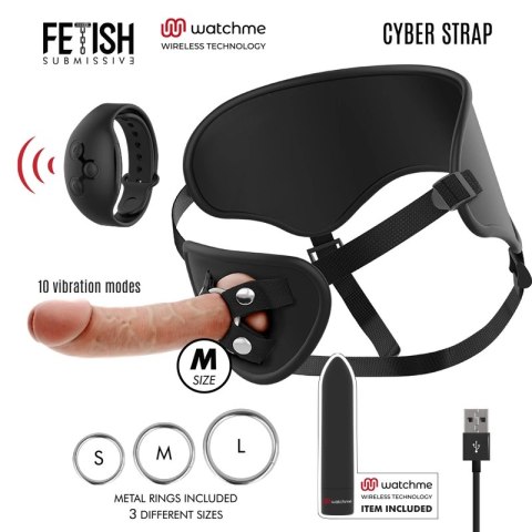 Fetish Submissive Cyber Strap M - Uprząż z pilotem WATCHME, silikonowa