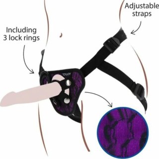 Get Real Harness Violet - Koronkowa uprząż z regulacją i 3 pierścieniami
