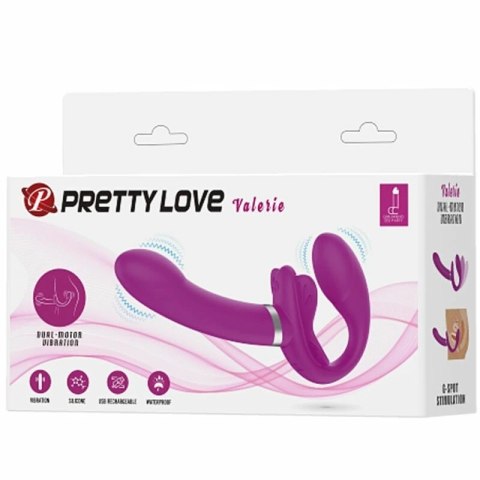 Pretty Love Valerie podwojny pasek bez uprzęży 12 trybow fioletowy