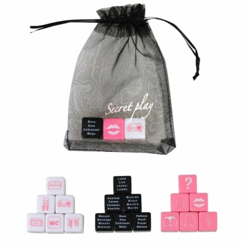 Secretplay Gra w 3 Kości ES/PT/EN/FR - Zestaw Akcji i Miejsc 3x16mm