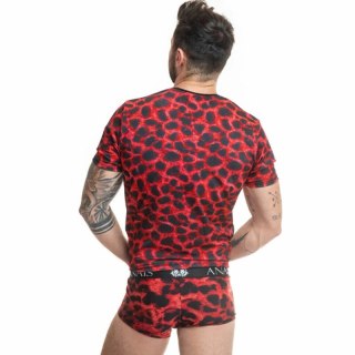 ANAIS MEN Savage T-Shirt S czerwona mikrofibra animal print
