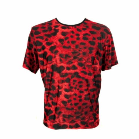 ANAIS MEN Savage T-Shirt S czerwona mikrofibra animal print