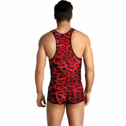 Anais Men Savage Top M czerwony bezrękawnik animal print