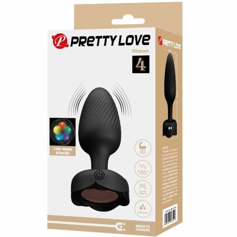 Pretty Love Olman Plug z LED, silikonowy, czarny, 8,8 cm