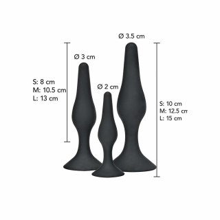 ToyJoy Curvy Companions Zestaw 3 zatyczek anatomicznych silikon czarny