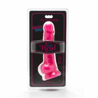 Get Real Happy Dicks 19 cm model z kulkami, rożowy - przyssawka