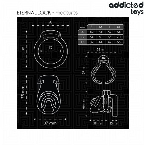 Addicted Toys Locked Eternal Lock system kontroli 9 cm, 4 pierścienie
