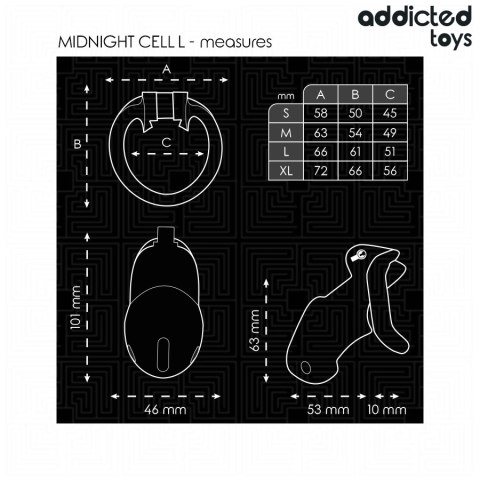 Addicted Toys Locked Midnight Cell System L - klatka zabezpieczająca, czarna