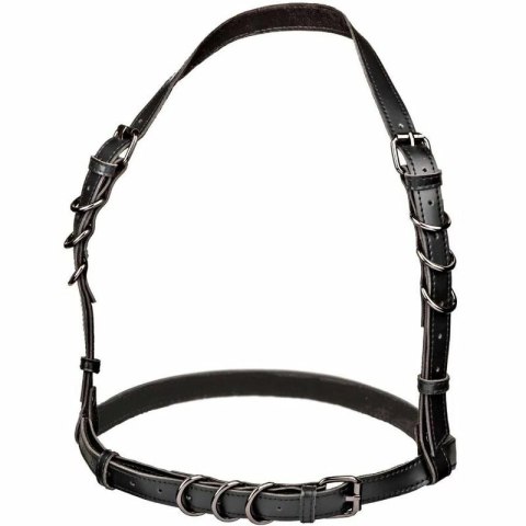 CalExotics Euphoria Plus Size szelki halter czarne z welurowym wnętrzem