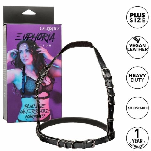 CalExotics Euphoria Plus Size szelki halter czarne z welurowym wnętrzem