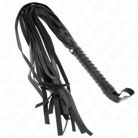 KINK Bicz Negro z krotkim uchwytem, długi ogon 70 cm - czarny skorzany model