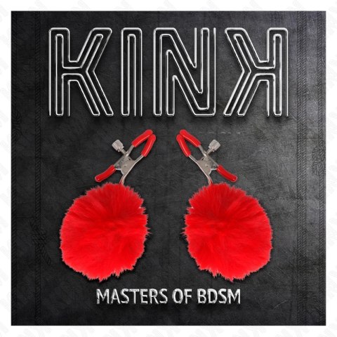 KINK Zacisk kulkowy z futrem syntetycznym czerwony 6 cm