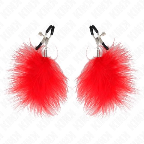 KINK Zacisk na sutek piorowy czerwony 7 cm - elegancki i regulowany