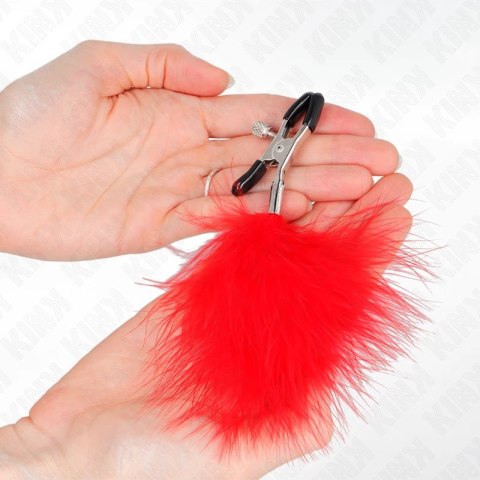 KINK Zacisk na sutek piorowy czerwony 7 cm - elegancki i regulowany